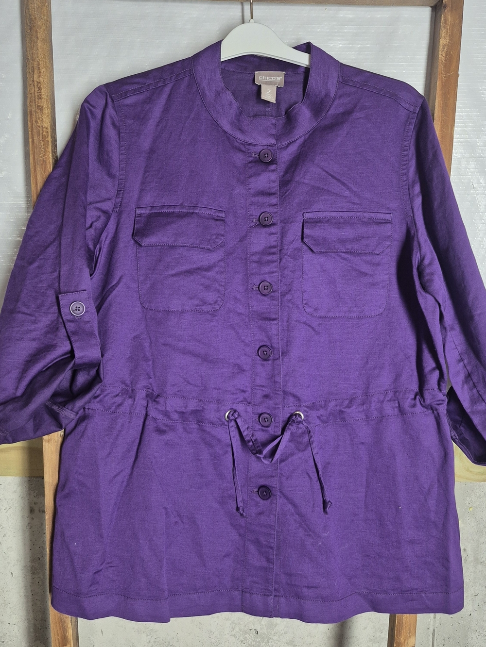 Chico's Purple Drawstring Utility Jacket - Women's Top